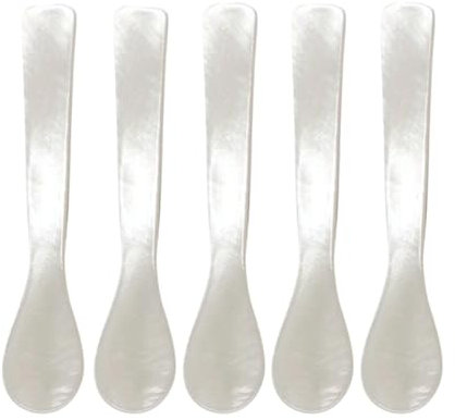 LICHENGTAI 5 cucharas para caviar hechas a mano de nácar cuchara de mermelada con mango cuchara de café 7 cm cuchara para helado para cocina, oficina, restaurante