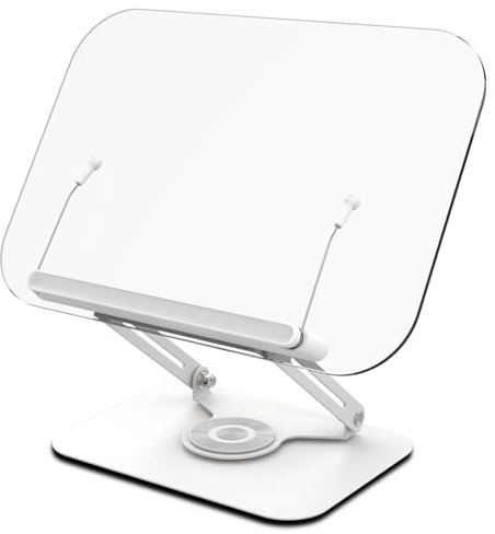 Support de livre pour la lecture, support de livre réglable avec base pivotante à 360° pour lire les mains libres, support de livre de cuisine pour cuisine, support de livre pliable et portable pour