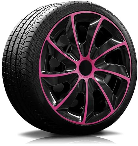 Autoteppich-Stylers RADKAPPEN RADBLENDEN RK02 schwarz/pink für 13 Zoll Stahlfelgen 4 Stück