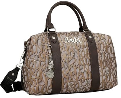 Anekke | Handtasche Form Bowling Collection Mantle | Handtasche für Damen mit abnehmbarem Schultergurt Original | 35 x 21 x 13 cm | Farbe Braun, mehrfarbig, 35 x 21 x 13 cm
