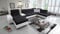 All4All Ecksofa mit Schlaffunktion Margo V 371x221 cm - Schlafsofa mit Bettkasten - Wohnlandschaft in U-Form - XXL Sofa - Seite Links - Gewebe mit Kunstleder - Schwarz/Weiß - Modern 26