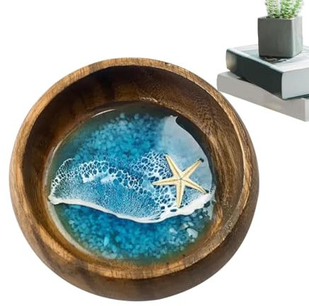 Cuenco decorativo de mar – Exhibición de arte con temática de mar, cuenco decorativo hecho a mano, almacenamiento de baratijas, exhibición de arte temática de mar para el hogar, playa, boda