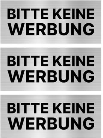 3x Sticker Aufkleber Keine Werbung einwerfen Briefkasten 7x3 cm Silber