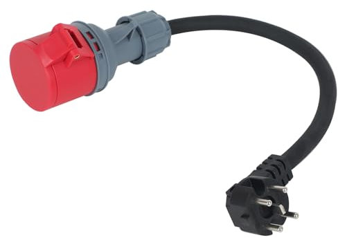 Btstil Adapter Perilex 16A Winkelstecker auf CEE Kupplung, H07RN-F 5G 2,5mm² Gummischlauchleitung Adapterstecker Starkstrom