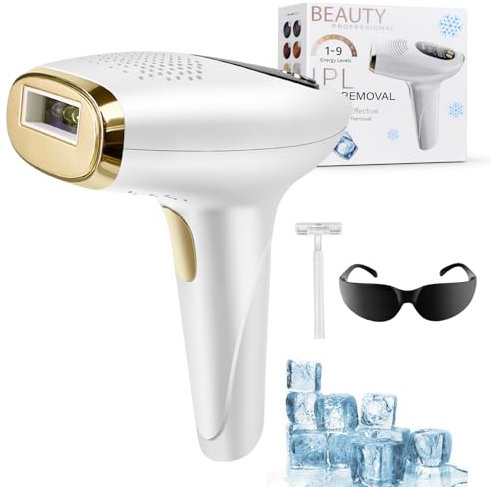 VickyHome Laser Haarentfernung, IPL Geräte Haarentfernung 999,999 Lichtimpulse Dauerhafte Haarentfernung mit Berührbare LCD-Anzeige, 9 Energiestufen, 3 Funktionen für Körper und Gesicht