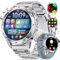 LIGE Militär Smartwatch Herren mit LED-Licht,1,43 HD AMOLED Smartwatch mit Telefonfunktion,Fitnessuhr,Silberne Uhr mit 130+ Sportmodi,Herz-/Schlaftracking,IP68 wasserdicht sportuhr für iOS/Android
