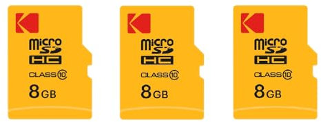 KODAK Pack de 3 Cartes Mémoire Micro SDHC 8 Go avec Adaptateur - Solution de Stockage Haute Vitesse