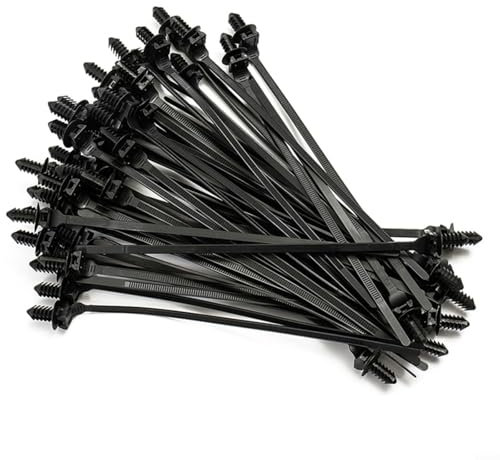 SMZhomeone 100pcs Nylon Push Clips Wire Tie Release Zip Straps Pipe Cable Fastener Bundle Nylon Plastic Zip Ties for Car Desk Cable Management Organizer Kit 185x4.6mm