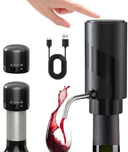 SPORWAY Vertedor de vino eléctrico: Decantador de vino eléctrico, aireador de vino automático y portátil, aireador de vino eléctrico, accesorios de vino para bar en casa y fiestas al aire libre,