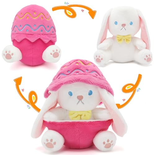 IUTOYYE Osterhase Kuscheltier mit abnehmbar Ostereierschale, Hasen Plüschtier Kaninchen Plüsch Geschenke für Osterfeste Weihnachten Geburtstag(Rosa,25cm)