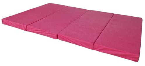 Natalia Spzoo breite Faltmatratze 180 x 120 x 8 cm Klappmatratze mit Schaumstoffkern & abnehmbarem Bezug klappbare Schlafmatte (1227 Rosa)