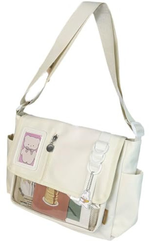 Itabag Umhängetasche Japanische Harajuku Schultasche Y2k Nylon Schulter Messenger Bag Transparent DIY Abzeichen Display Platte