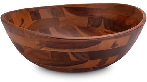 Decorasian 2 Stück Holzschale – edle Akazienholz Schale – Ideal als Salatschüssel aus Holz, Obstschale oder Brotschale – Nachhaltige Holz Schüssel - braun 30,5cm
