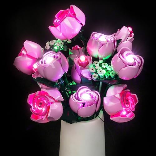 LocoLee Led Light Set Compatible with Lego 10374 Bouquet of Pink Roses Led Decoration Lighting Kit Compatible with Lego 10374 Building Blocks Model,Only Lights Set,No Model