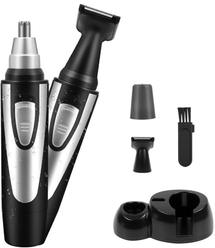 BUTBU Nasenhaartrimmer, 2 in 1-Nasenhaartrimmer Set Herren, 2 Klingen, Batteriebetrieben, Ohrhaarschneider, Schmerzfreier Augenbrauen und Esichtshaartrimmer, für Männer & Frauen(No Batterie Included)
