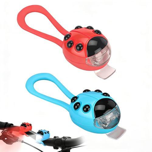 XPJBKC 2 Stück Licht Roller Kinder, Licht für Roller Kinder mit 3 Modi, IPX5 Wasserdicht LED Roller Kinderlicht für Kinderroller, Kinder-Scooter, Wanderstock (Rot & Blau)