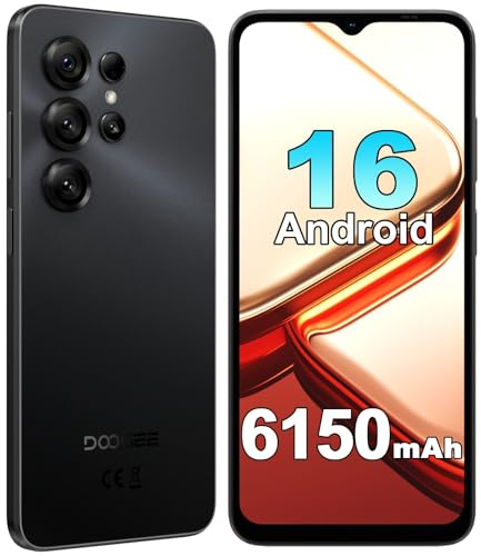 DOOGEE Note 56X Android 16 Smartphone ohne Vertrag, 8,45 mm Ultraflach&Leicht, 24GB+64GB, 6,56 90 Hz IPS, Octa Core 4G Handy, 8MP+5MP Kamera, 6150mAh Akku, Dual SIM, FM Radio, 3,5mm, GPS Schwarz