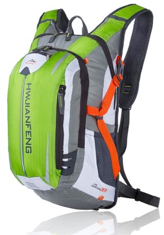 VNLCPX Fahrradrucksack 18L, Skirucksack Wasserdicht mit Helmnetz, Trinkrucksack Sportrucksack für Damen und Herren, Wanderrucksack für Alltag Radsport Laufen Wandern, Grün