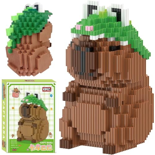 SORAYUXI Capybara Bauspielzeug Capybara Mini Bausteine Set, Klemmbausteine Tiere Klassische Cartoon-Minibausteine Tier Blöcke Micro Building, Bausteine für Erwachsene Kinder mit Handbuch, 1723 Stücke