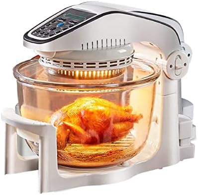 Four halogène à air chaud avec bol en verre amovible, capacité de 10 L, multicuiseur avec commandes de temps et de température pour rôtir, frire, griller ou croustiller