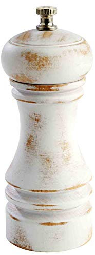 APS Salzmühle „Professional Vintage“, (Ø x H): 5,5 x 15 cm, 200 g, kleine Gewürzmühle aus deutschem Buchenholz im Vintagelook, Mahlwerk aus Edelstahl, Mahlgrad stufenlos einstellbar, Weiß