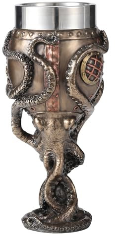 Steampunk Brass Octopus Grasping Bathysphere Goblet