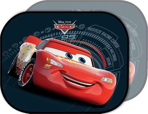 TataWay in viaggio si cresce - Parasoles Laterales para Coche Disney Cars, Protección UV, Fijación Ventosa, Gráficos Únicos, Negro, 11An x 11Al cm, Tela