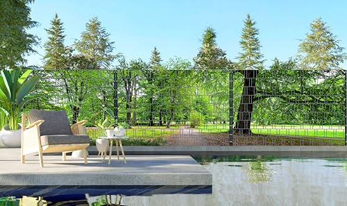 Riesen Panorama Zaun - bedruckte Sichtschutzstreifen für Doppelstabmattenzaun mit großen Panorama Motiv (XXL (3 Zaundfelder), Park)
