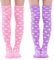 LittleForBig Süßes Tier Koralle Samt Oberschenkel/Knie-Lange Tupfen Socken Kniestrümpfe 2 Paare - Einheitsgröße - Lila und Rosa Tupfen