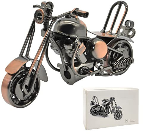 SwirlColor Modell Motorrad, Klassische Metall Motorrad Modell Kreative Geburtstagsgeschenk für Freund Papa Fotografie Dekor Requisiten(Retro Kupfer)