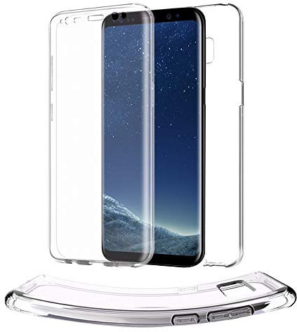 monjour Handyhülle für Samsung Galaxy S8 Plus Handy Voll Schutz Hülle [Klar] 360 Grad Full Cover Transparent Soft [TPU Silikon] Slim Weich Cover Case
