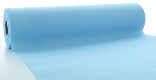 Mank Airlaid Tischläufer 40 cm x 24 m, Tischdecken-Rolle stoffähnlich, praktische Einmal-Tischdecke, 1 Stück, (Hellblau)