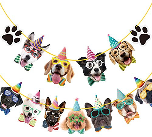 Duufin Banner Hund Geburtstag Deko Hunde Geburtstag Set für Pet Theme Geburtstagsfeier Hundegeburtstage