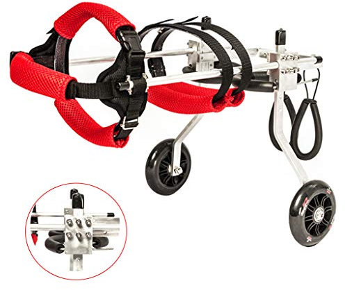 WRRAC-Duschhocker 2 Räder Hundewagen Hund Haustier Rollstuhl, Hinterbein Rehabilitation Gehen Weiche Komfortable Hintere Stütze Rollstuhl für Behinderte Hund Aluminiumlegierung