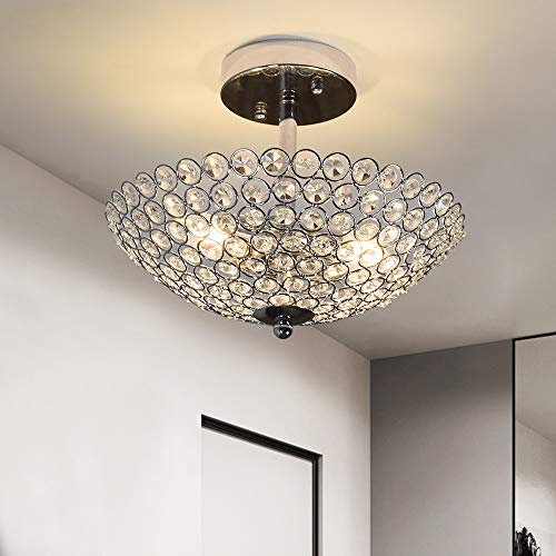 Depuley LED Deckenleuchte Kristall Kronleuchter Kristallbehang Deckenlampe in Modernem Design mit Kunst-Kristallen für Wohnzimmer Schlafzimmer, Glühbirne Nicht Enthalten