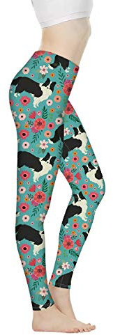 SEANATIVE Yogahose in voller Länge für Damen, hohe Taille, nahtlose Workout-Leggings, Übergröße, Yoga-Caprihose, Border Collie, XL