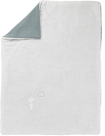 Nattou Kleine Kuscheldecke für Babys aus Baumwolle und Polyester (Musselin und Strick), Elefant Axel, Ca. 100 x 75 cm, Luna und Axel, Weiß / Grün