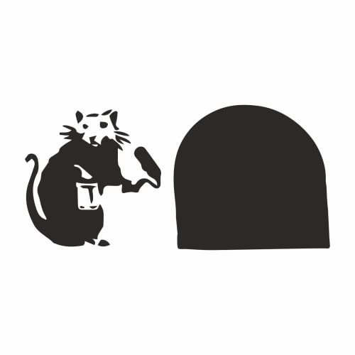 tradercat Wandaufkleber Wandtattoo Banksy Ratte Mauseloch - 20cmx10cm - für Wohnzimmer, Esszimmer, Küche, Schlafzimmer, Kinderzimmer, etc. – mit Anleitung