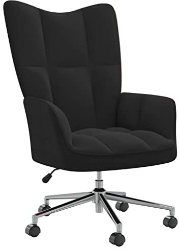 vidaXL Relaxsessel mit Rollen Drehbar Höhenverstellbar Fernsehsessel Polstersessel Polsterstuhl Relaxstuhl Sessel Ohrensessel Wohnzimmer Schwarz Samt