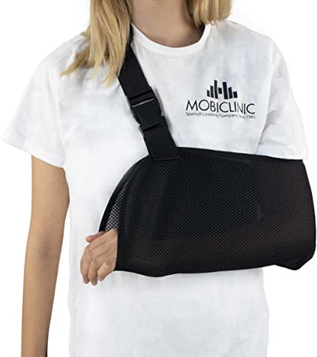 Mobiclinic, Cabestrillo brazo, Malla 3d, Transpirable, Talla única, Marca española, Correa ajustable, Antebrazo 36 cm, Hombro, Inmovilizador para, Color negro