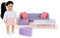 Lori – Kleine Puppe & Puppenhaus Möbel – 15 cm Mini Puppe & Puppenmöbel – mit Puppenzubehör & Puppenkleidung – Sofa, Tisch, Teppich, Kissen – Spielzeug für Kinder ab 3 Jahren – Yunis Sofa
