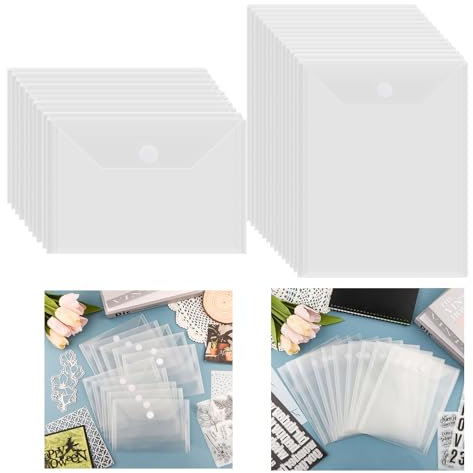 30 Stück transparente Stanzformen und Stempel, Kunststoff-Aufbewahrungstasche, wiederverschließbar, große Umschlagtasche für DIY-Scrapbooking, Papierkarten, Bastelarbeiten und Stanzformen, Schablone