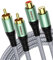 RAWAUX Câble d'extension RCA 1M, Câble de Rallonge 2 RCA Plaqué Or Cable Audio Stéréo 2RCA Mâle vers Femelle Cable Subwoofer pour Amplificateurs, Home Cinéma, Chaînes Hi-Fi