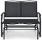 SFAREST 2-Person Outdoor Glider Bench, Patio Swing Gliding Loveseat Chair, Powder Coated Steel Rocking Garden Bench for Backyard Garden Porch (Black, 104 x 72 x 92cm)