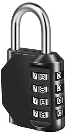 Combination Lock, 4 Digit Combination Padlock for School Gym Sports Locker, Fence, Toolbox, Case, Hasp Cabinet Storage (1 Pack, Black)