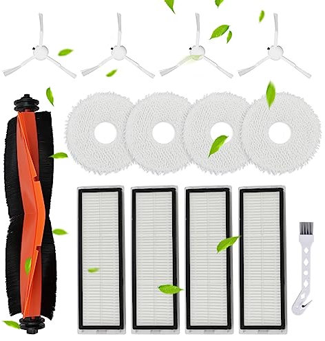 Rebirthcare zubehör für xiaomi x10+ staubsauger ersatzteile für dreame l10s ultra / s10 / s10 pro saugroboter ersatzfilter zubehörset 1 hauptbürsten 4 wischtücher 4 hepa filter 4 seitenbürsten
