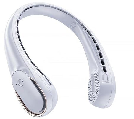 3-fach verstellbarer Lüfter 4000mA, wiederaufladbarer USB-lautloser Halsventilator, kompakter und tragbarer Halshängeventilator, mit extra langer Akkulaufzeit (weiß)