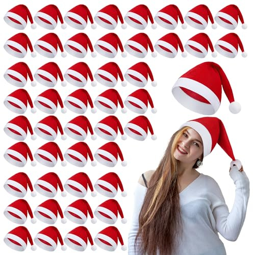 Shojoy Weihnachtsmütze, Rote Nikolausmütze Weihnachtshut Weiche Weihnachtshaube für Erwachsene Familie Weihnachtsfeier Spiel