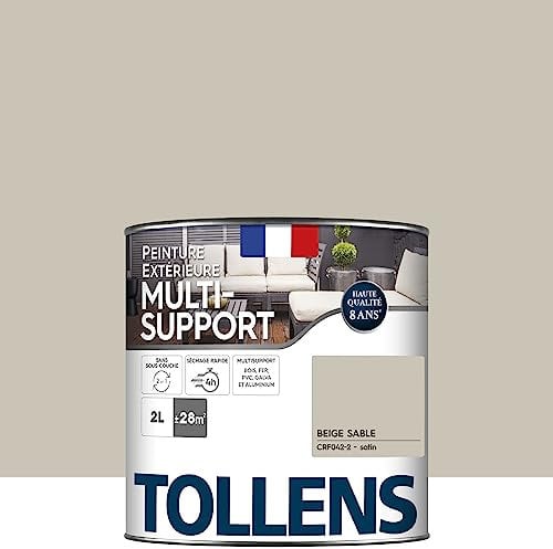 Tollens Peinture extérieure multisupport - Ultra résistante Haute qualité - Satin - Beige Sable - 2L = 28m2