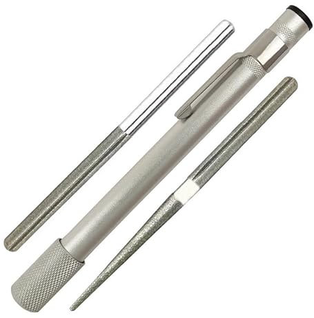 Silver Diamond Pen Sharpening Stone Multi-Function Pen Stick Retractable Sharpening Hook Tool Kit for Hunting Fish Saw Hook Portable Pocket Knife Sharpener